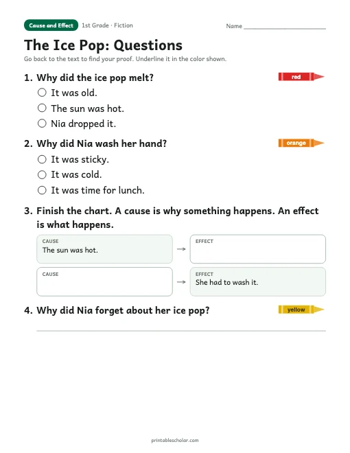 The Ice Pop comprehension questions