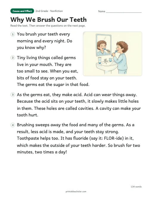Why We Brush Our Teeth reading passage