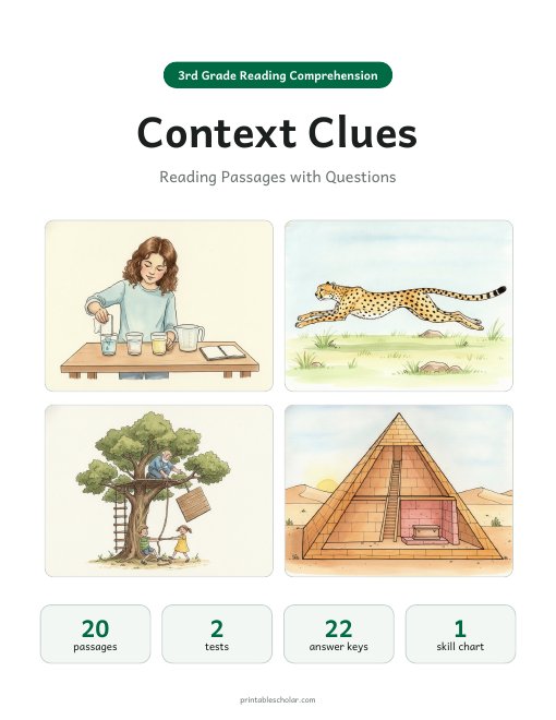 3rd Grade Context Clues Reading Passages Pack cover