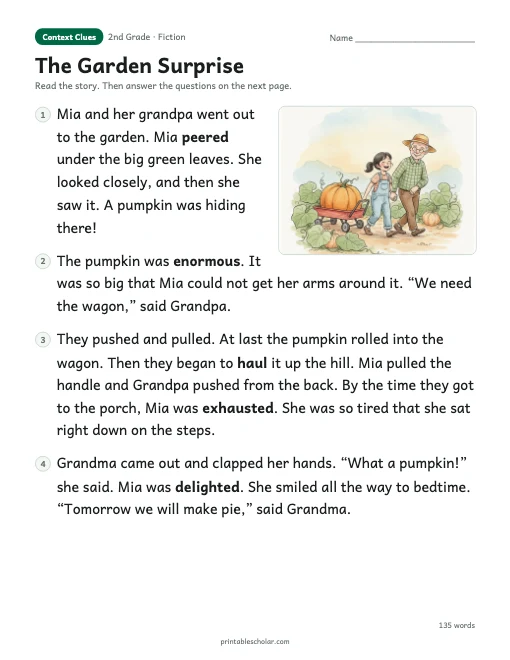 The Garden Surprise reading passage