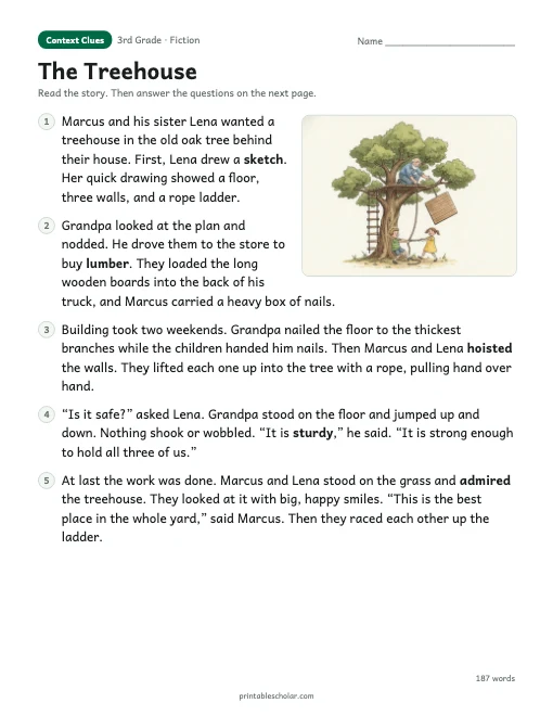 The Treehouse reading passage