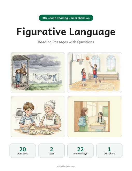 4th Grade Figurative Language Reading Passages Pack cover