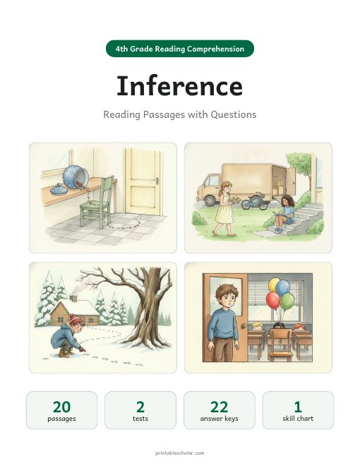 4th Grade Inference Reading Passages Pack cover