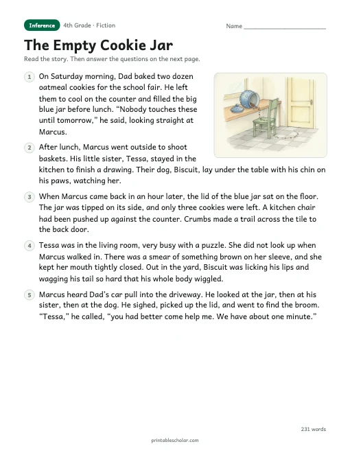 The Empty Cookie Jar reading passage