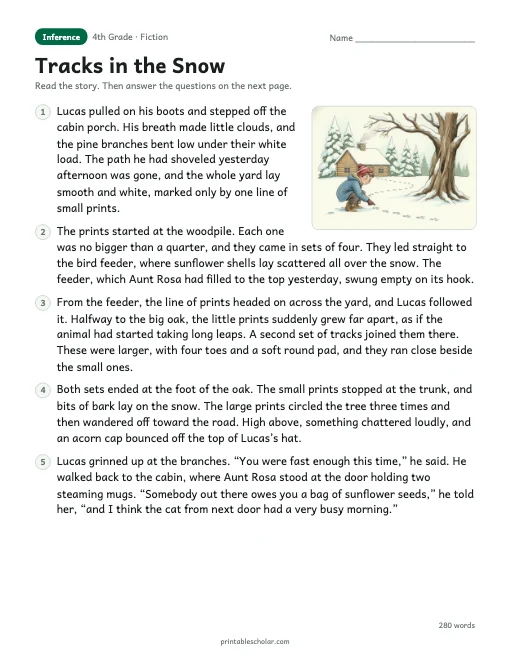 Tracks in the Snow reading passage