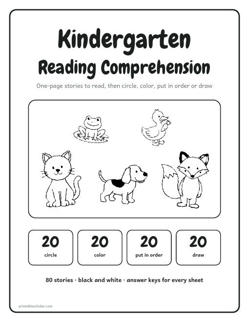 Kindergarten Reading Comprehension Pack cover