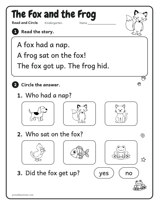 The Fox and the Frog printable preview