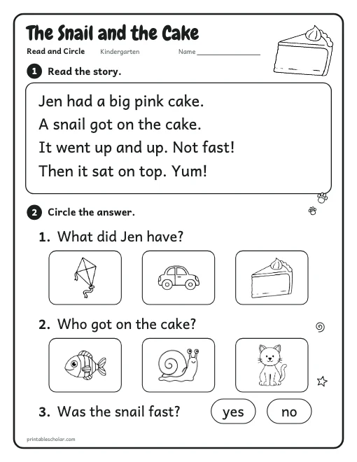 The Snail and the Cake printable preview