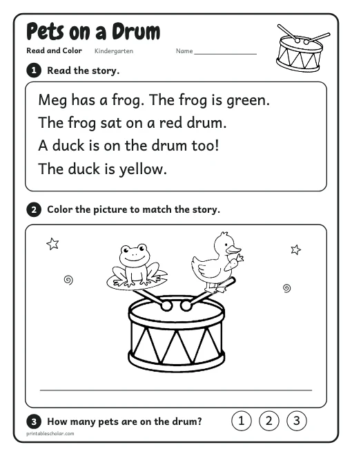 Pets on a Drum printable preview