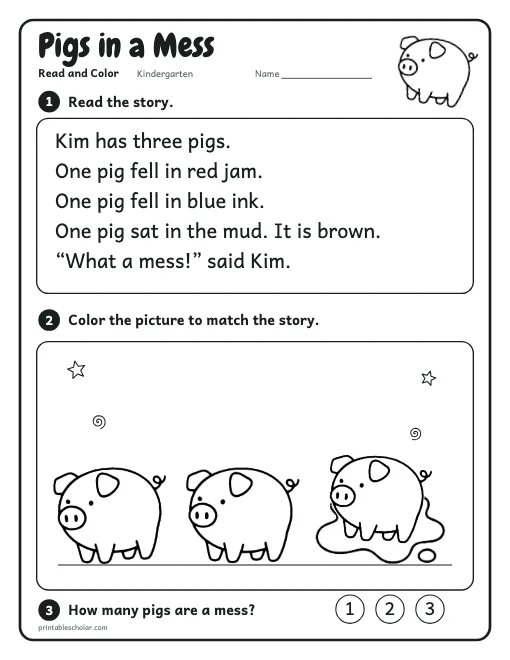 Pigs in a Mess printable preview