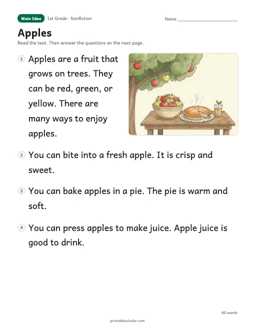Apples reading passage