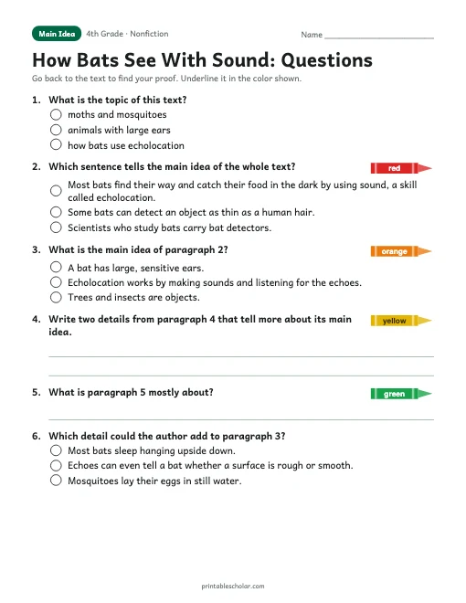 How Bats See With Sound comprehension questions