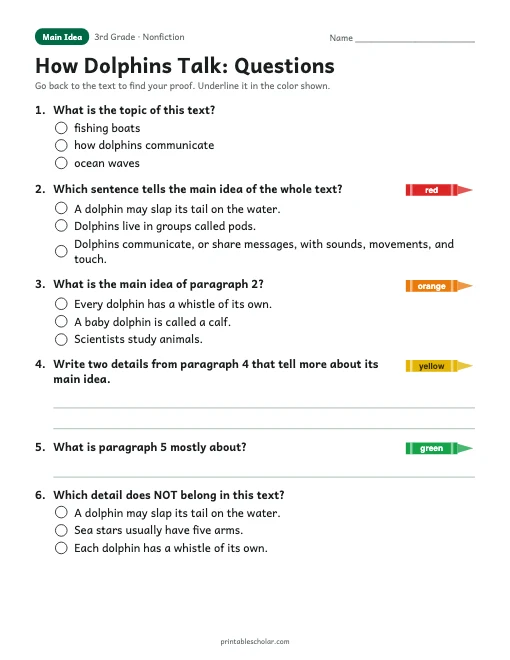How Dolphins Talk comprehension questions