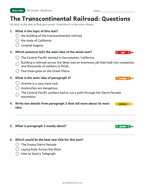 The Transcontinental Railroad comprehension questions