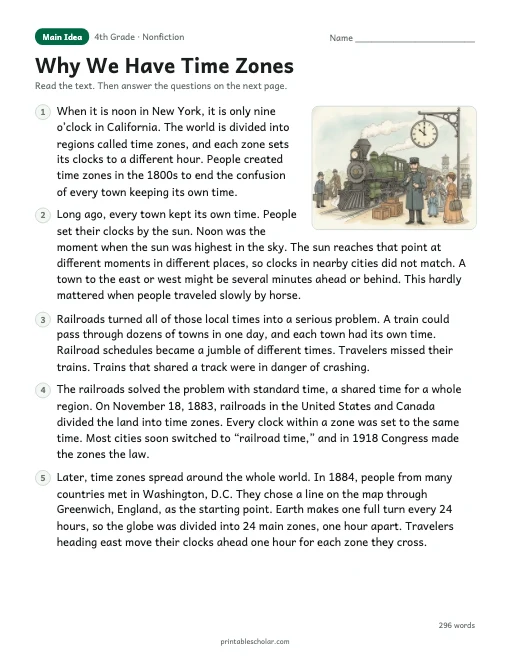 Why We Have Time Zones reading passage