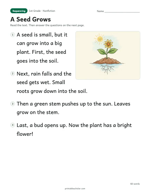 A Seed Grows reading passage