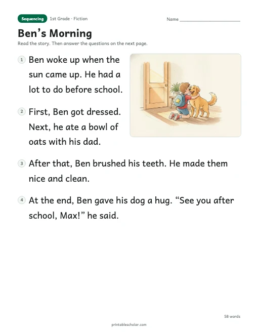 Ben’s Morning reading passage