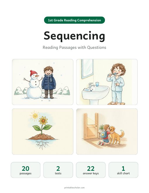 1st Grade Sequencing Reading Passages Pack cover