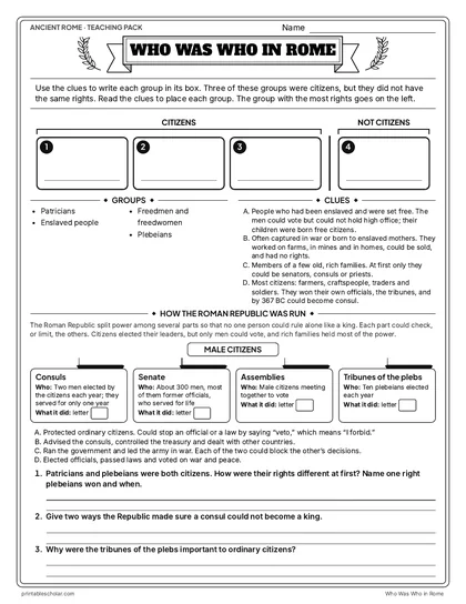 Who Was Who in Rome: fill it in