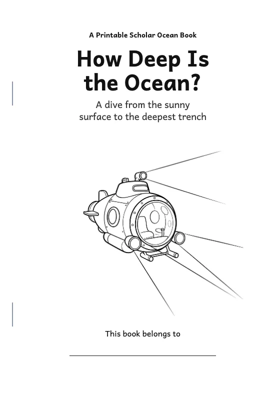 How Deep Is the Ocean? Book, Black and White: free printable