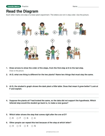 Read the Diagram: printable worksheet with answer key