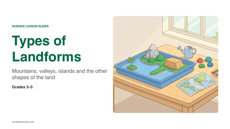 Types of Landforms lesson slide