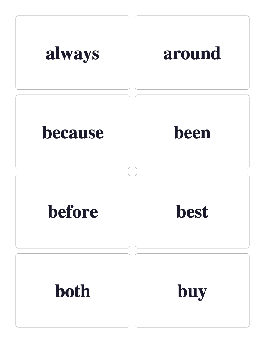 Dolch 2nd Grade sight word flashcards preview