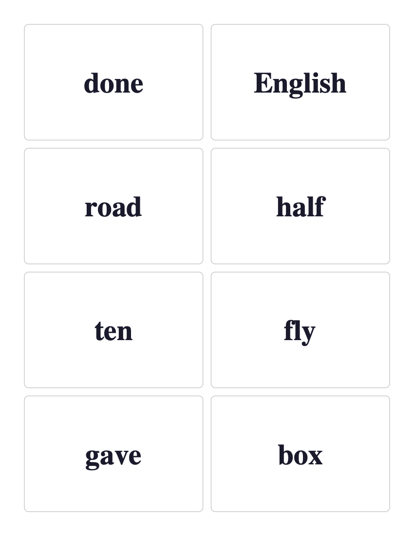 Fry Fifth 100 sight word flashcards preview