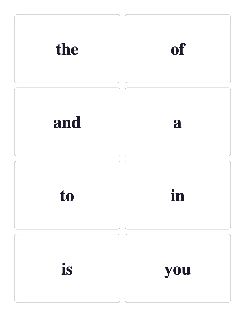 Fry First 100 sight word flashcards preview