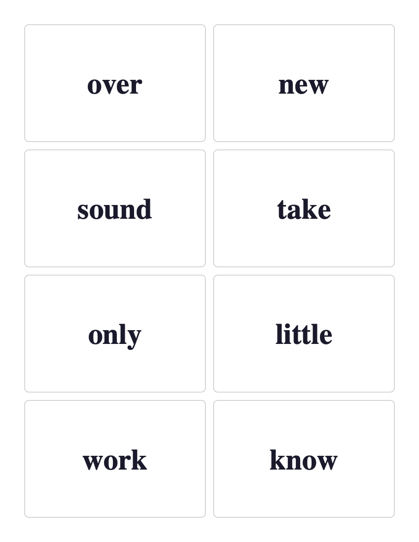 Fry Second 100 sight word flashcards preview