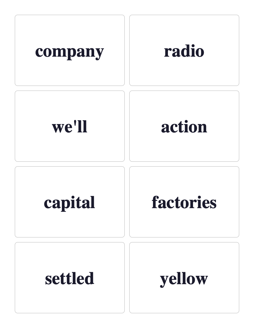 Fry Tenth 100 sight word flashcards preview