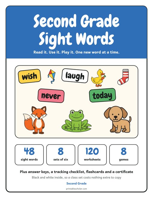 Second Grade Sight Word Worksheets Pack cover