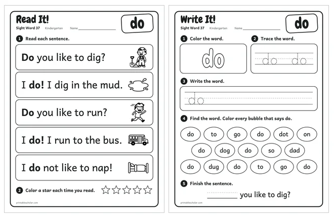 Sight word worksheets set 7 preview