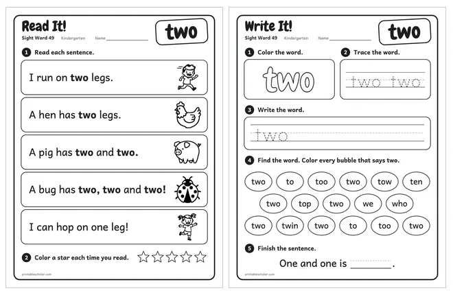 Sight word worksheets set 9 preview