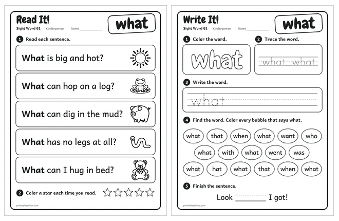 Sight word worksheets set 11 preview