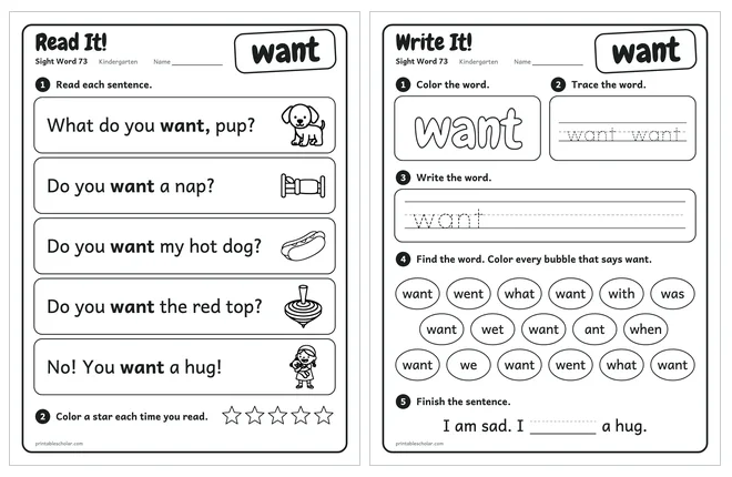 Sight word worksheets set 13 preview