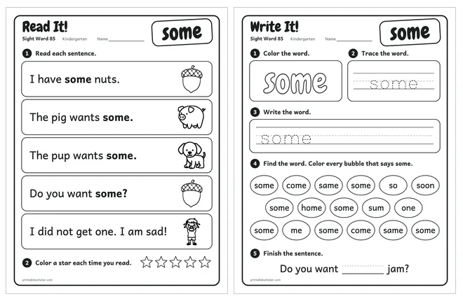 Sight word worksheets set 15 preview