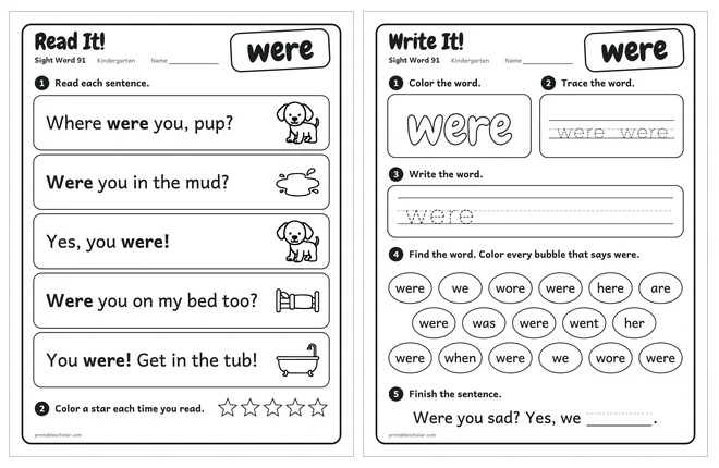 Sight word worksheets set 16 preview