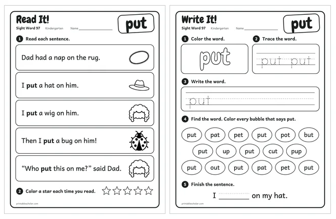 Sight word worksheets set 17 preview