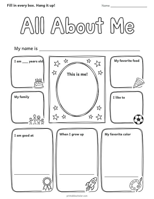 All About Me Poster worksheet preview