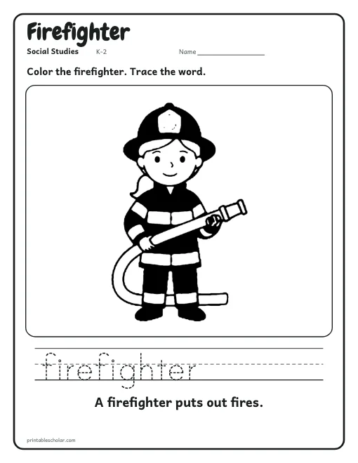 Firefighter worksheet preview