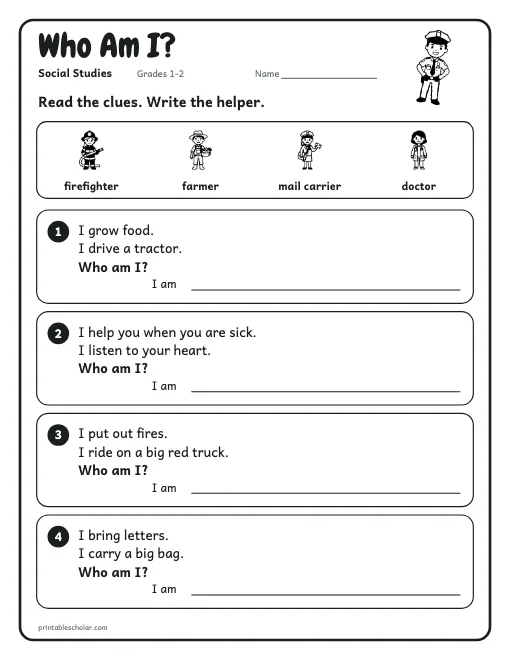Who Am I? worksheet preview