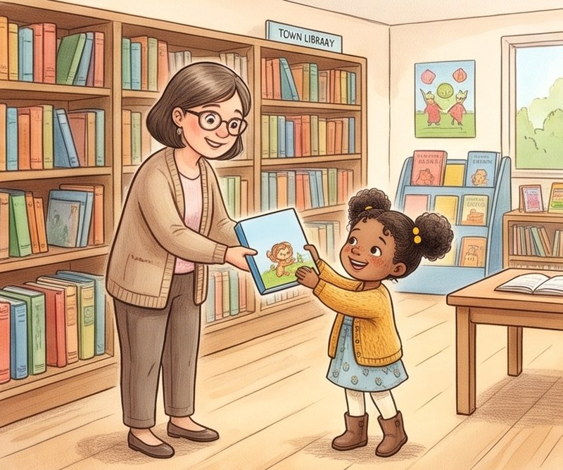 Who Helps Us?, page 5: A librarian helps.