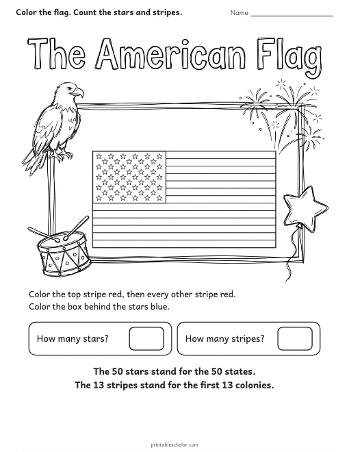 The American Flag worksheet preview