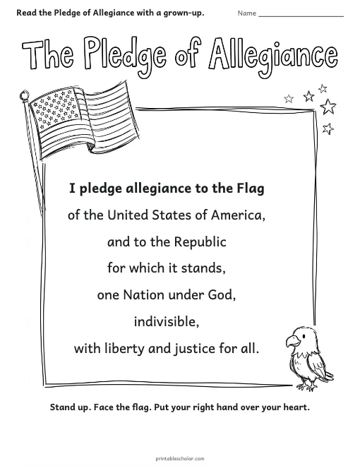 Pledge of Allegiance worksheet preview