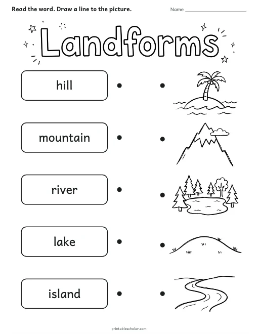 Match the Landform worksheet preview