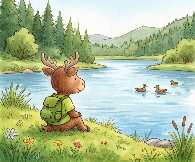 Up the Mountain, page 4: This is a lake.