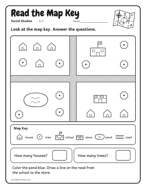 Read the Map Key worksheet preview