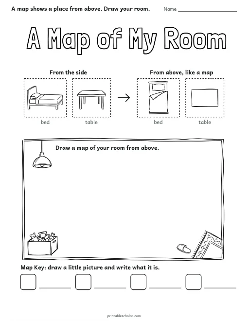 A Map of My Room worksheet preview