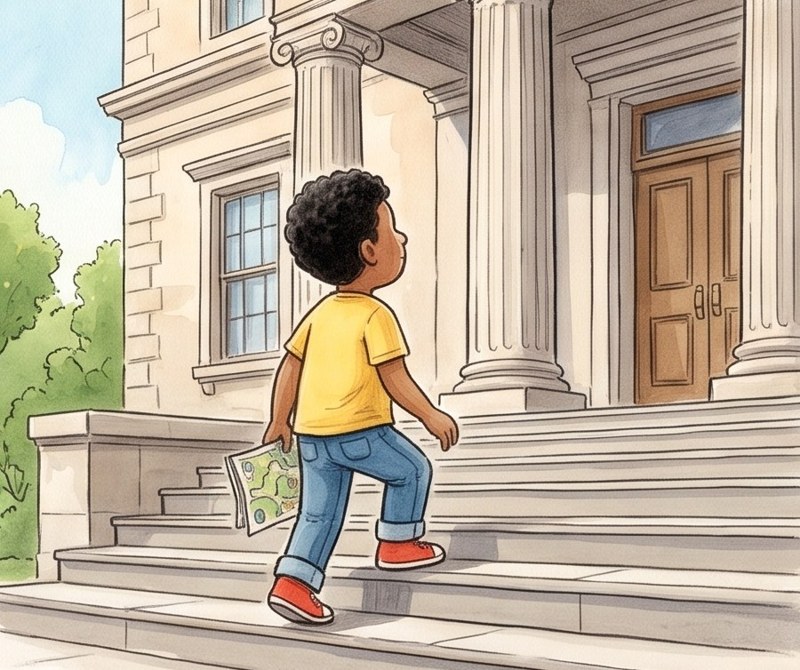 Where Is It?, page 5: I go to the library.